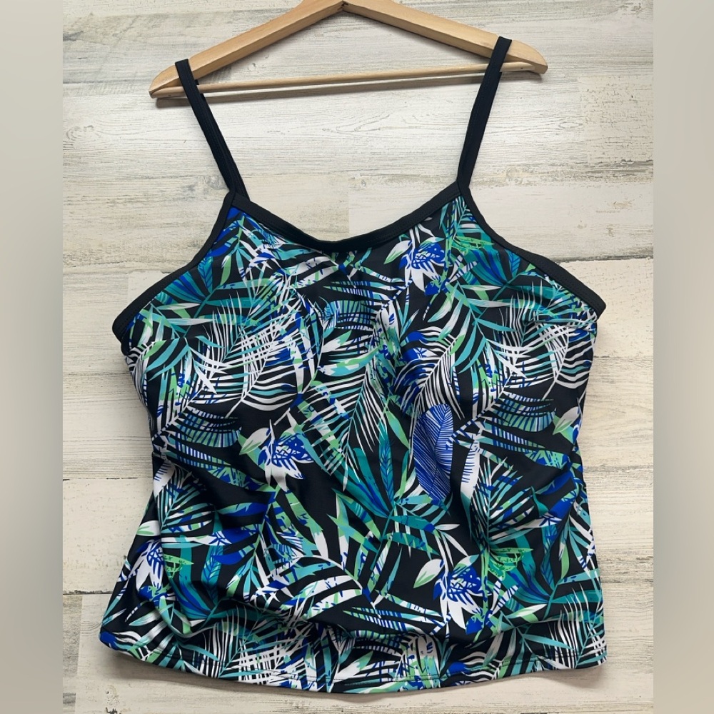Tropical Palm Tree Pattern Womens 3X Tankini Swimsuit Top‎